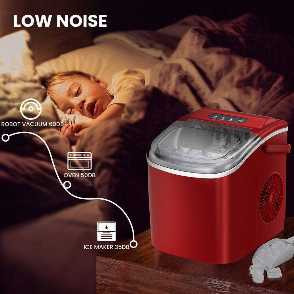 KISSAIR Portable Ice Maker, 26lbs/24H, Self-Cleaning, Compact Countertop Machine with Fast Ice Production