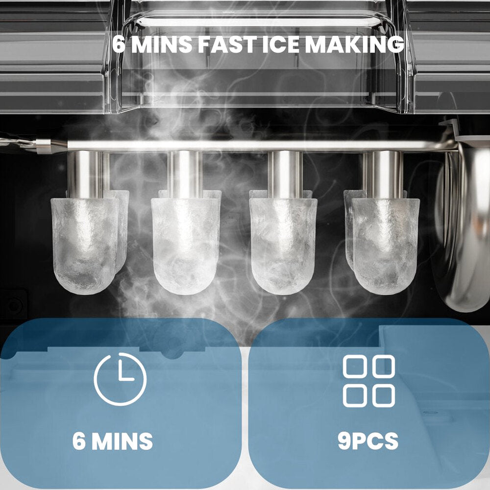 KISSAIR Portable Ice Maker, 26lbs/24H, Self-Cleaning, Compact Countertop Machine with Fast Ice Production