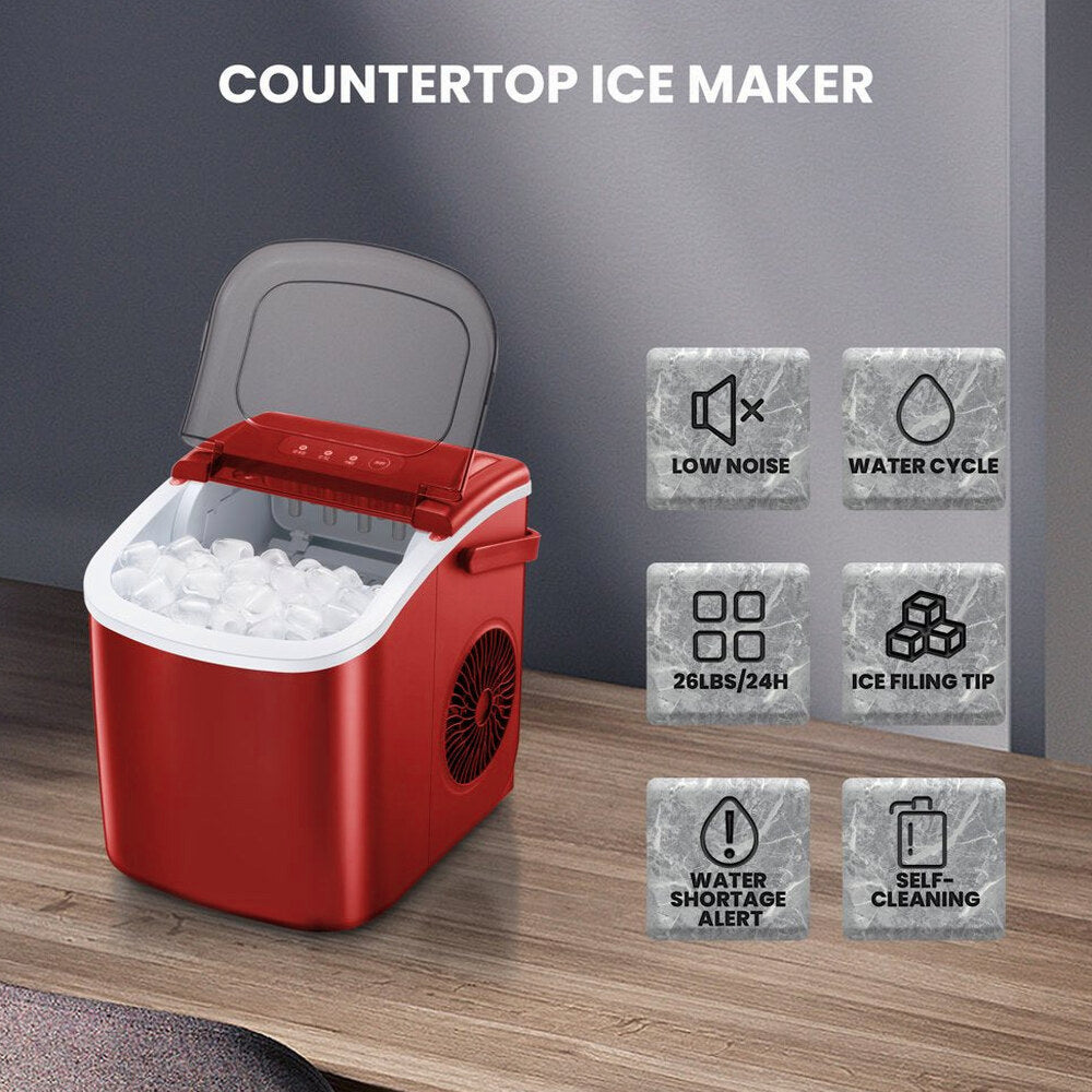 KISSAIR Portable Ice Maker, 26lbs/24H, Self-Cleaning, Compact Countertop Machine with Fast Ice Production