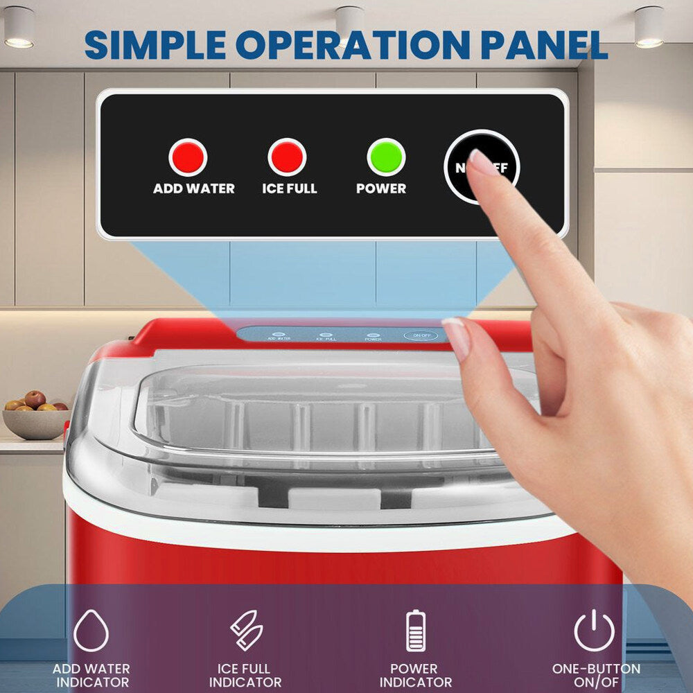 KISSAIR Portable Ice Maker, 26lbs/24H, Self-Cleaning, Compact Countertop Machine with Fast Ice Production