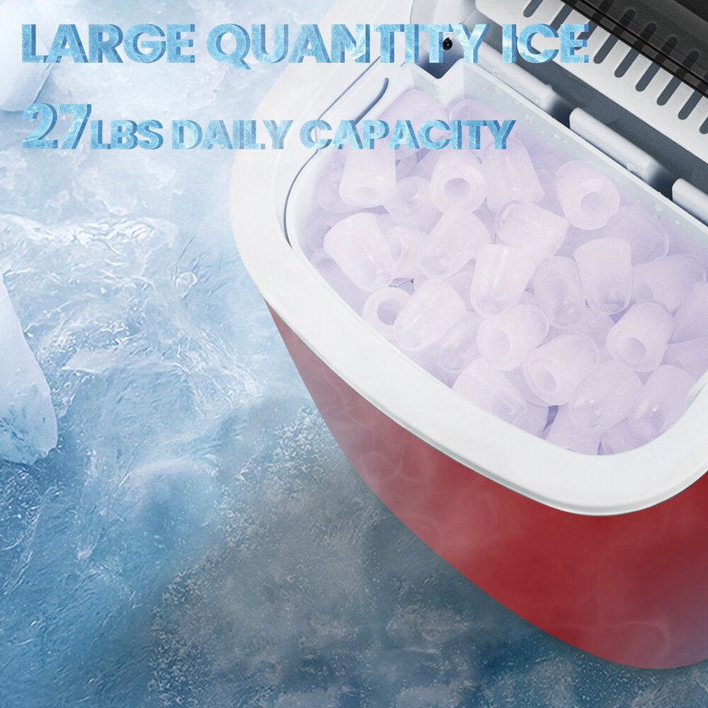 KISSAIR Portable Ice Maker, 26lbs/24H, Self-Cleaning, Compact Countertop Machine with Fast Ice Production