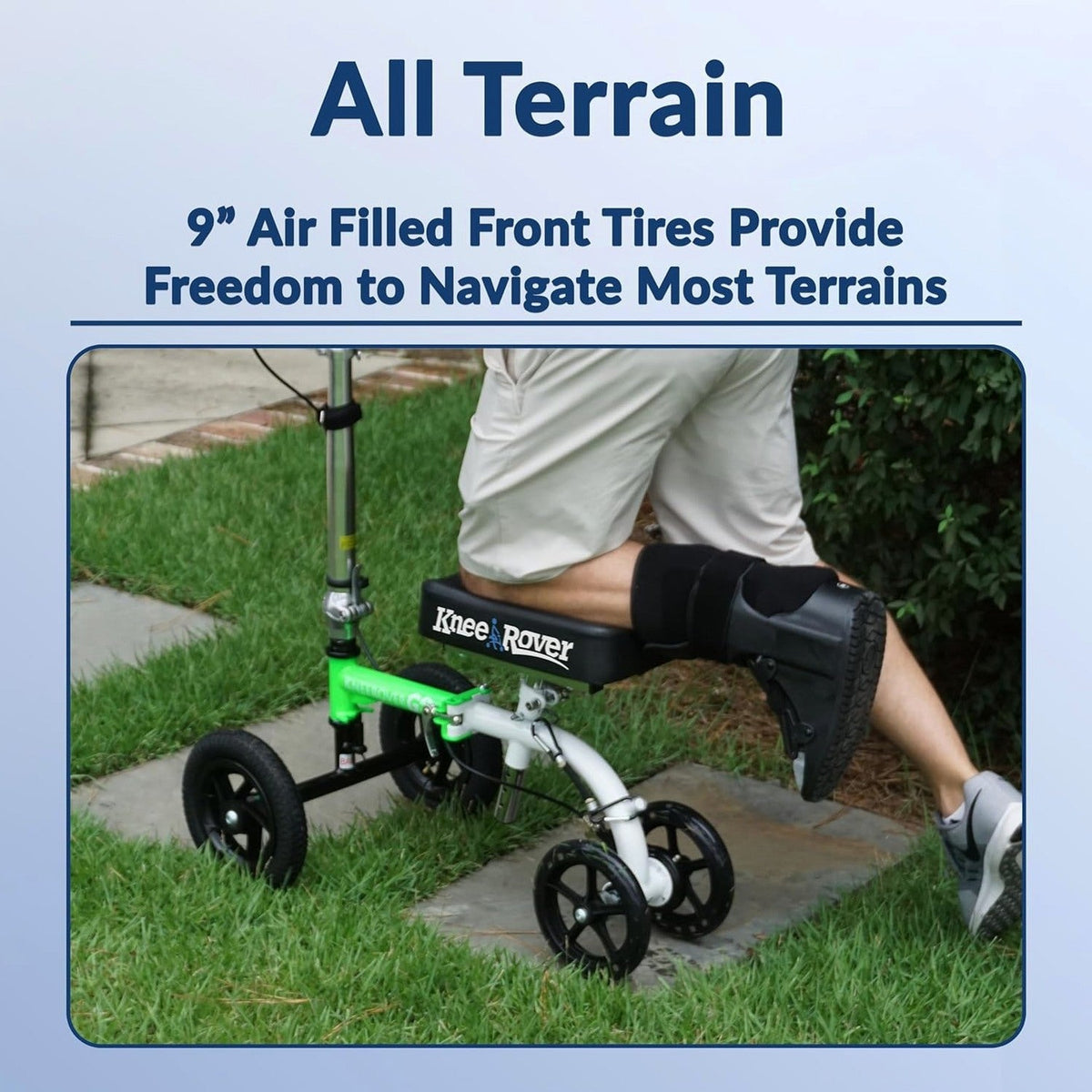 KneeRover GO HYBRID All Terrain Compact Knee Scooter for Adults - Race Car Green, Adjustable, Heavy Duty, Ideal for Foot Injuries and Recovery
