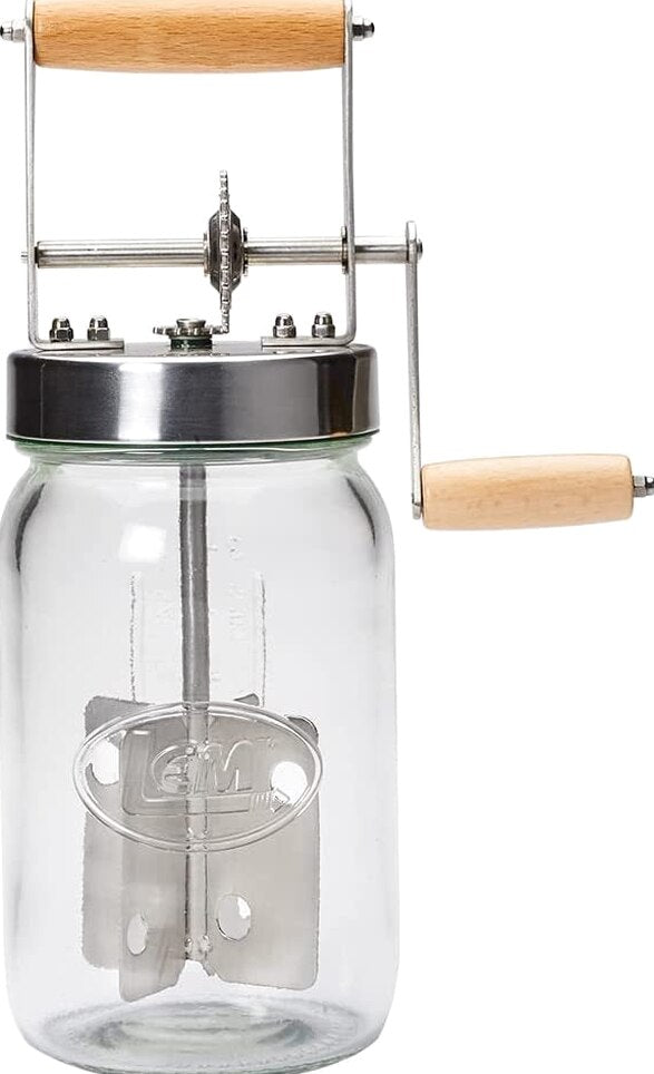 LEM 1226 Butter Churner, Stainless Steel, 28 oz Glass Jar, BPA Free