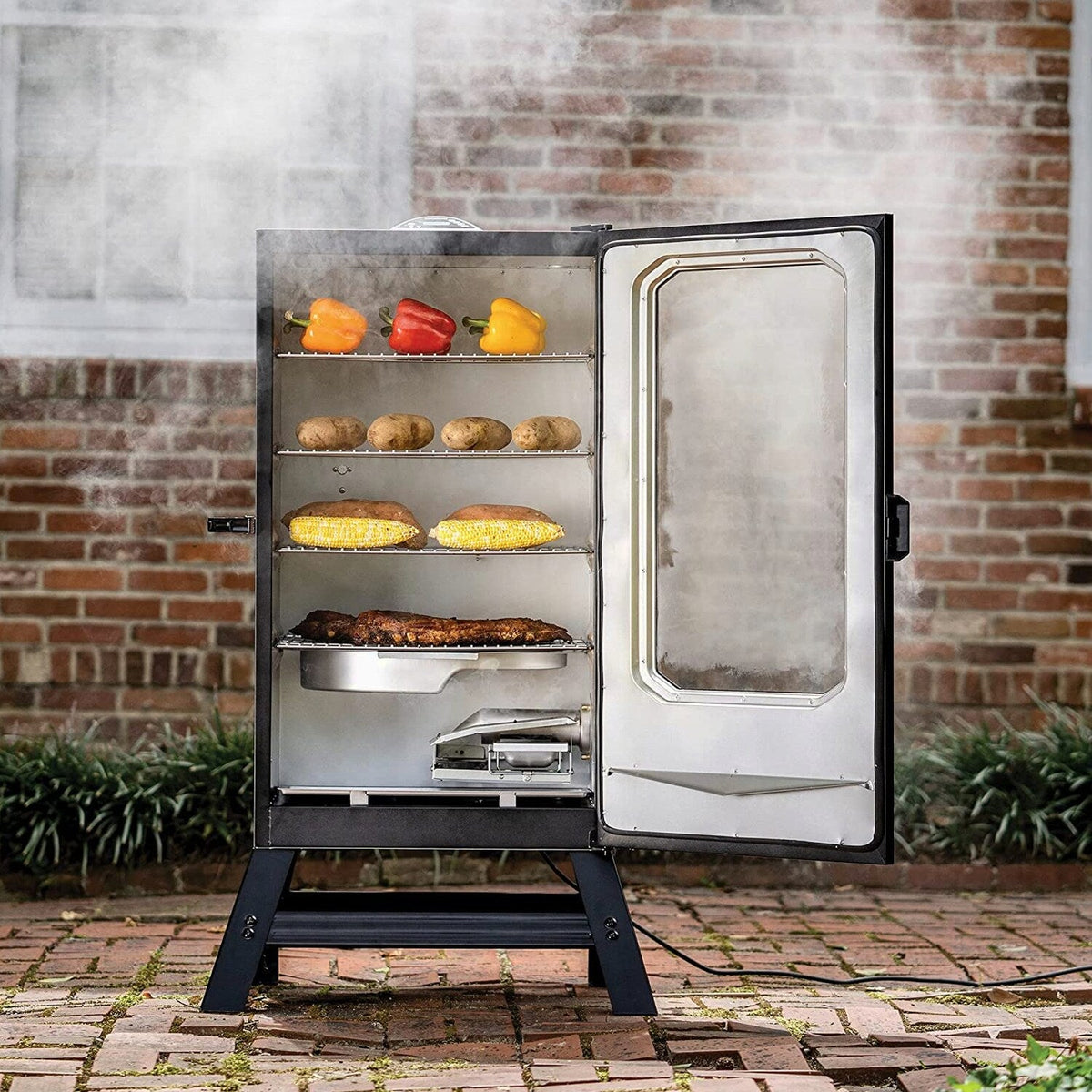 Masterbuilt 40" Digital Electric Smoker with Window &amp; Legs, 4 Racks, Black