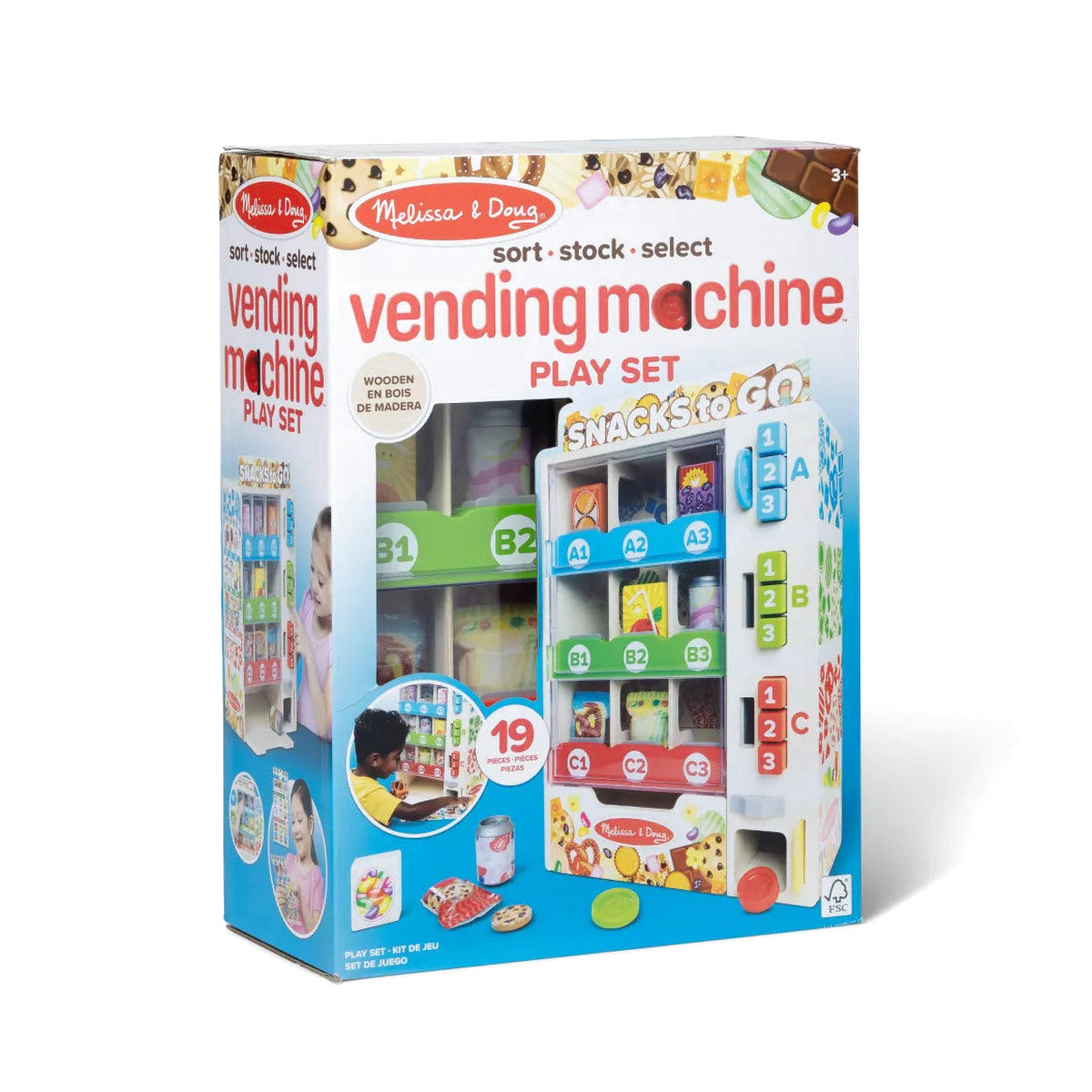 Melissa &amp; Doug Wooden Vending Machine Play Set, 17-Piece Interactive Toy for Ages 3-6
