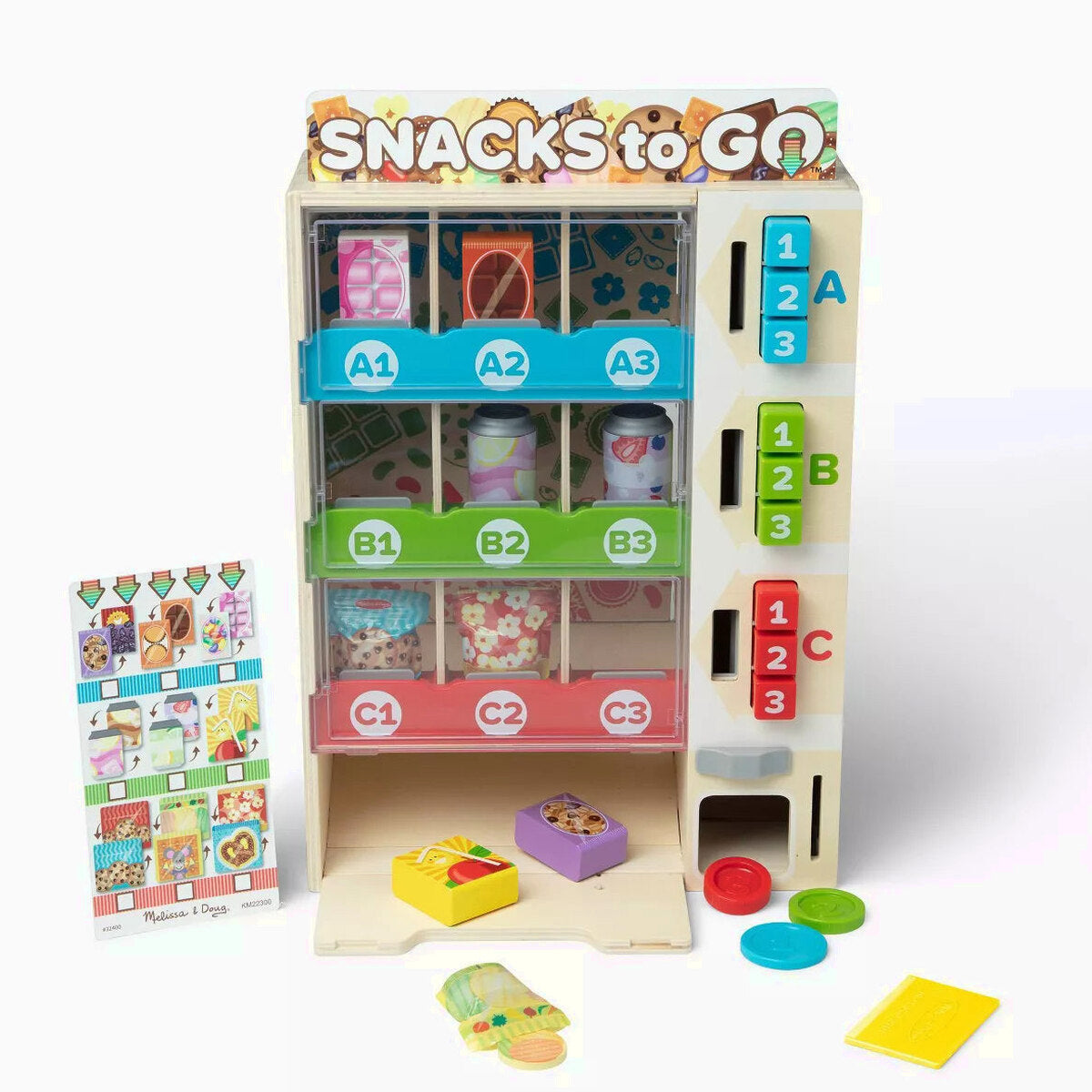 Melissa &amp; Doug Wooden Vending Machine Play Set, 17-Piece Interactive Toy for Ages 3-6