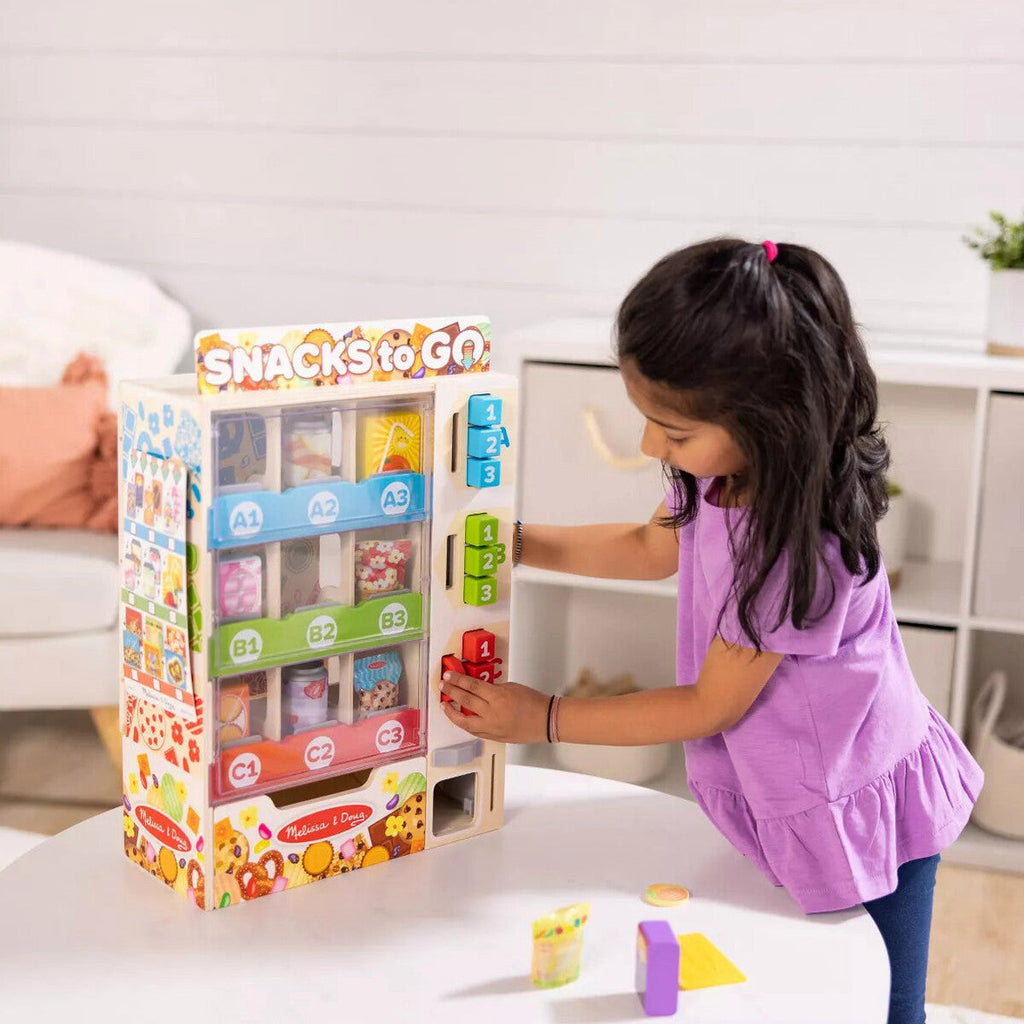 Melissa &amp; Doug Wooden Vending Machine Play Set, 17-Piece Interactive Toy for Ages 3-6