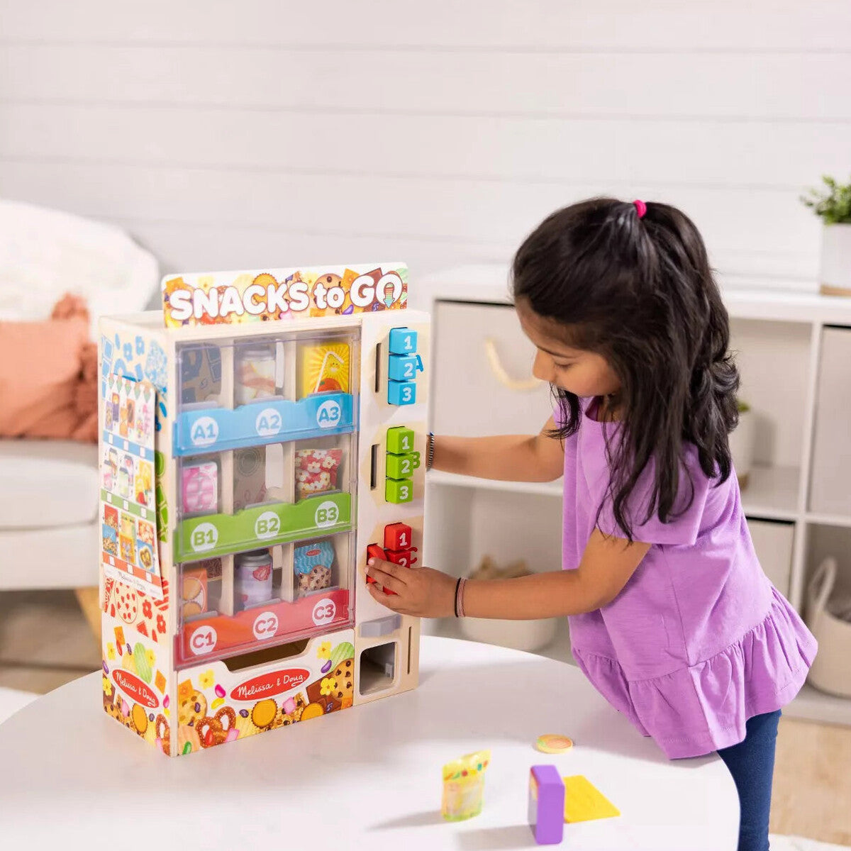 Melissa &amp; Doug Wooden Vending Machine Play Set, 17-Piece Interactive Toy for Ages 3-6