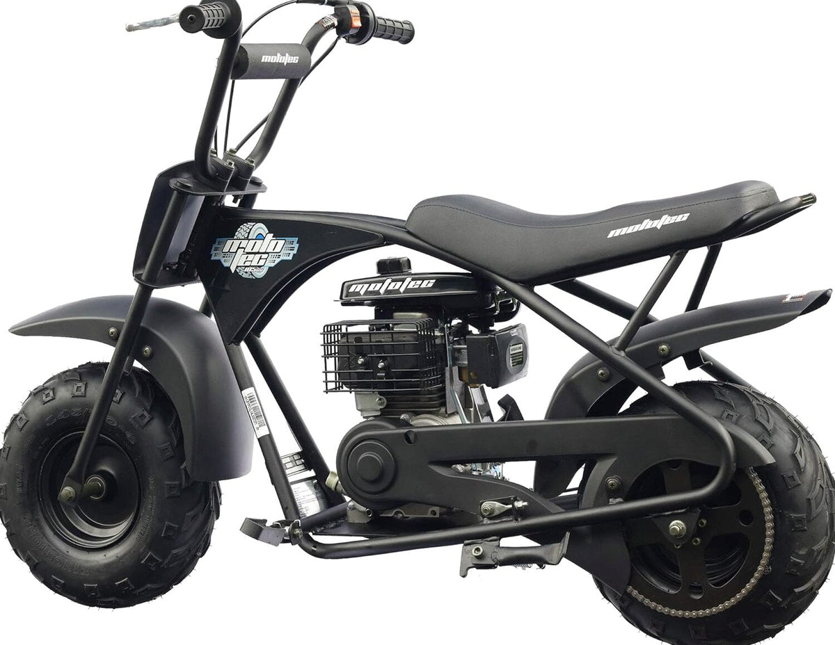 MotoTec 105CC 3.5HP Mini Bike, Black, Alloy Steel, 23mph Speed, Indoor Use, Distance Monitor, 185lbs Capacity
