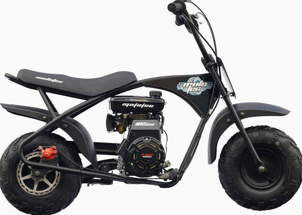 MotoTec 105CC 3.5HP Mini Bike, Black, Alloy Steel, 23mph Speed, Indoor Use, Distance Monitor, 185lbs Capacity