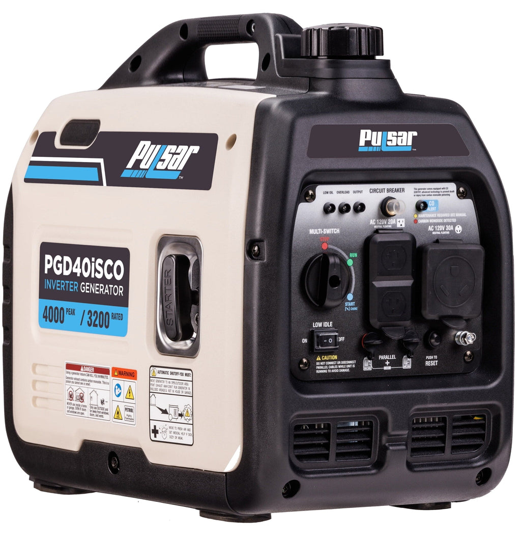 Pulsar 4000W Super Quiet Inverter Generator with CO Sentry, Portable, Safe for Electronics