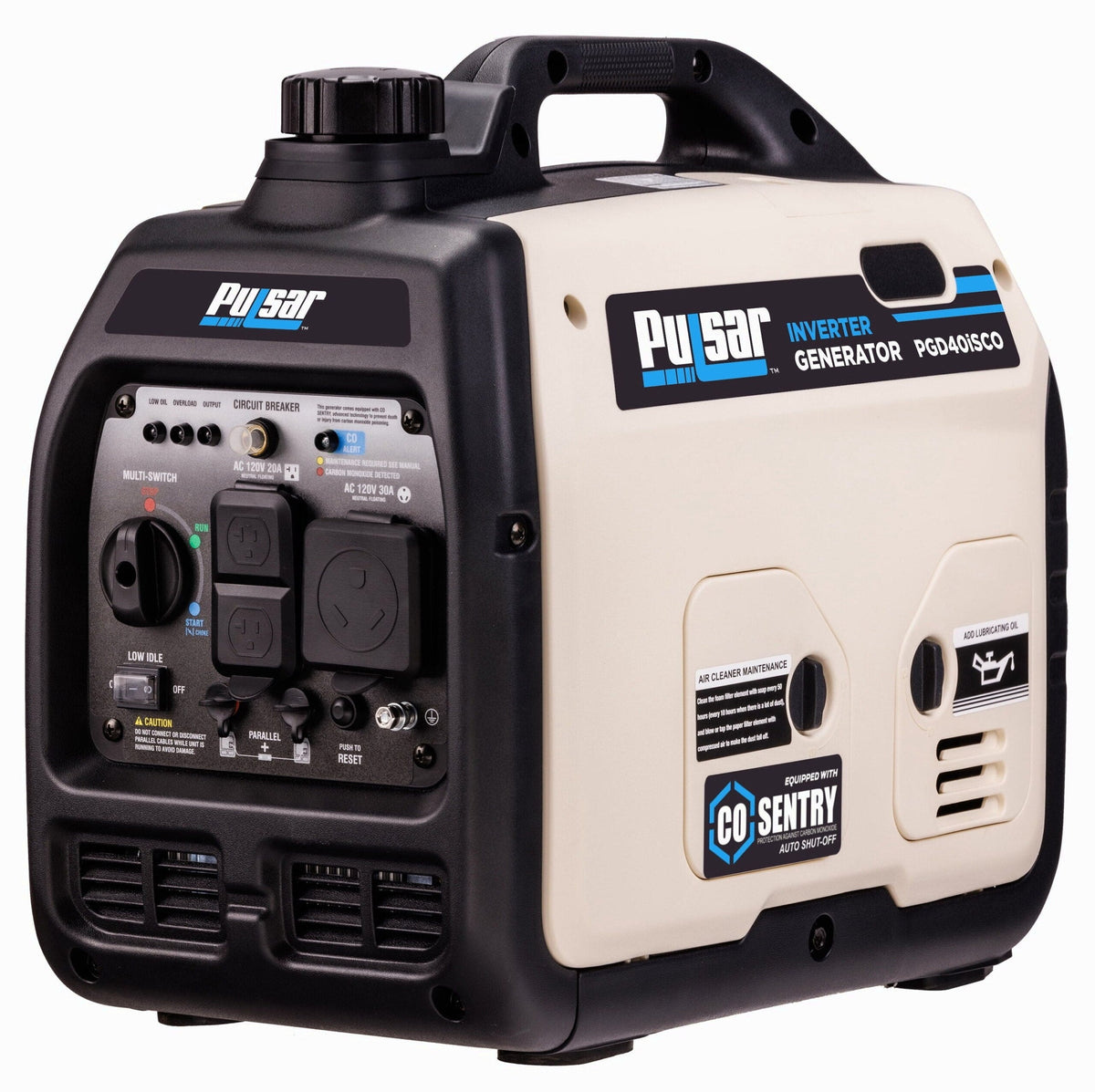 Pulsar 4000W Super Quiet Inverter Generator with CO Sentry, Portable, Safe for Electronics