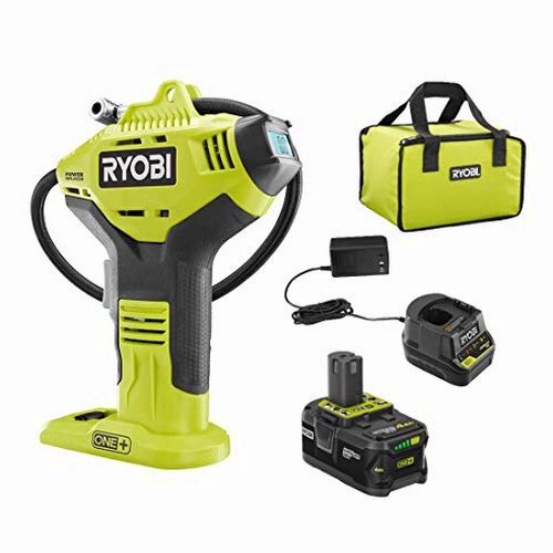 RYOBI ONE+ Cordless Air Inflator with Digital Gauge, 18V Lithium-Ion Battery, Portable Tire Pump