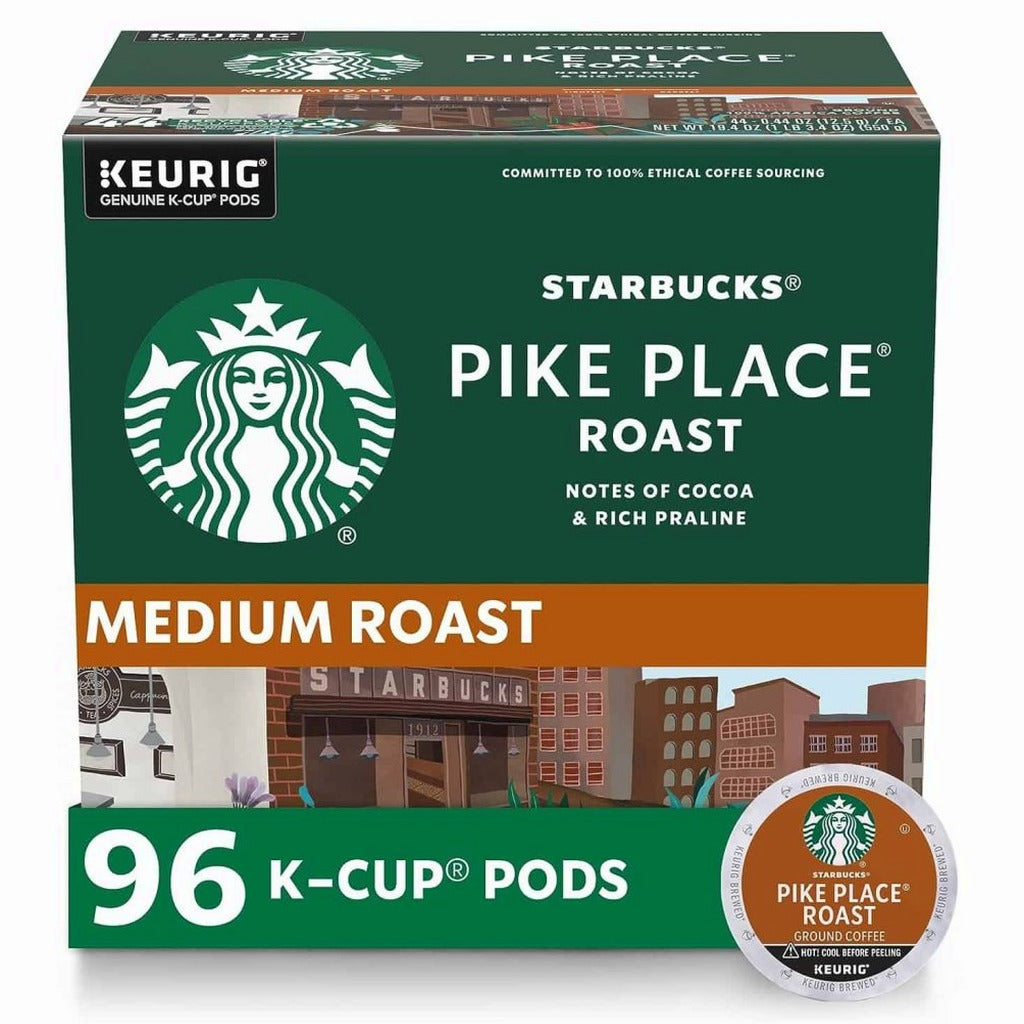 Starbucks Pike Place Roast Medium Coffee K-Cups, 96-Count, 100% Arabica, Keurig Compatible