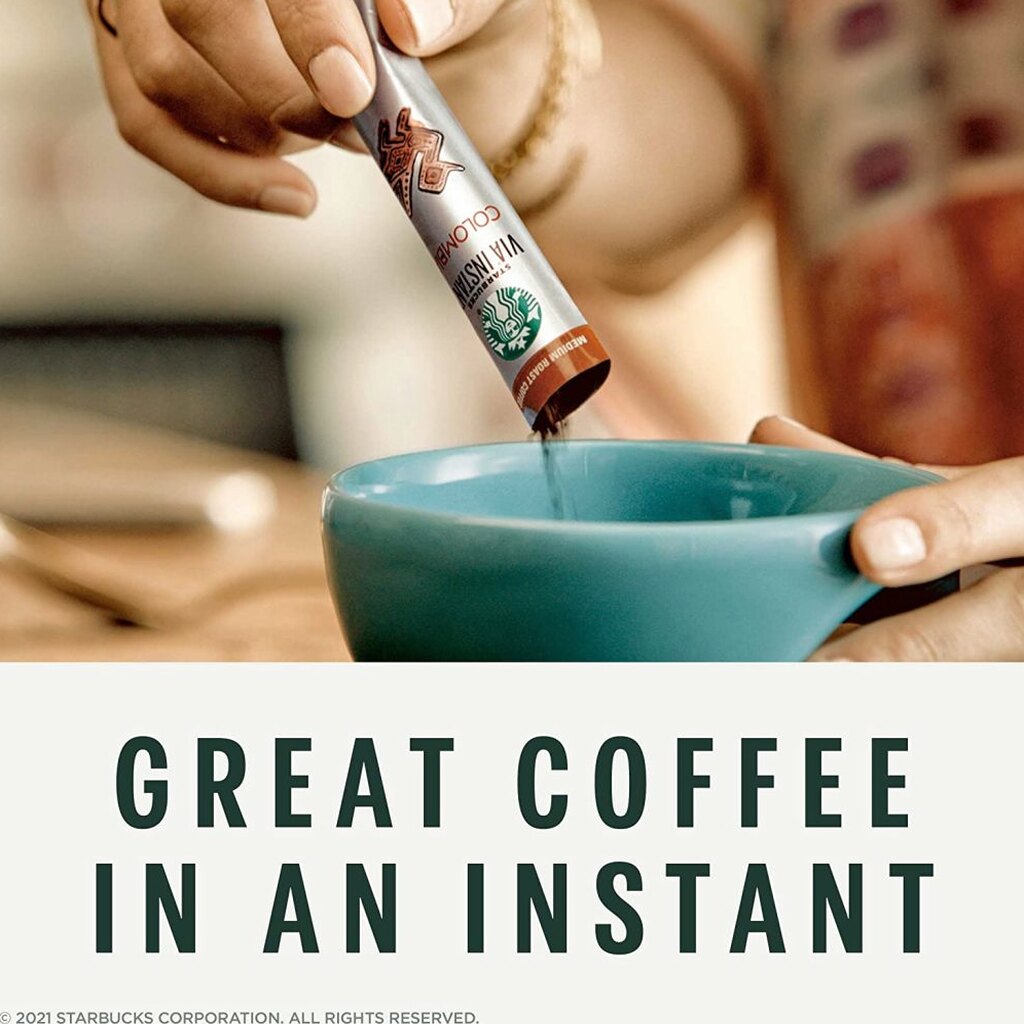 Starbucks VIA Instant Decaf Italian Roast Coffee, Dark Roast, 100% Arabica, 50 Packets