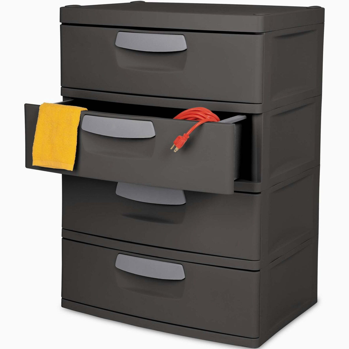Sterilite Heavy-Duty 4 Drawer Plastic Storage Unit, Flat Gray, BPA-Free