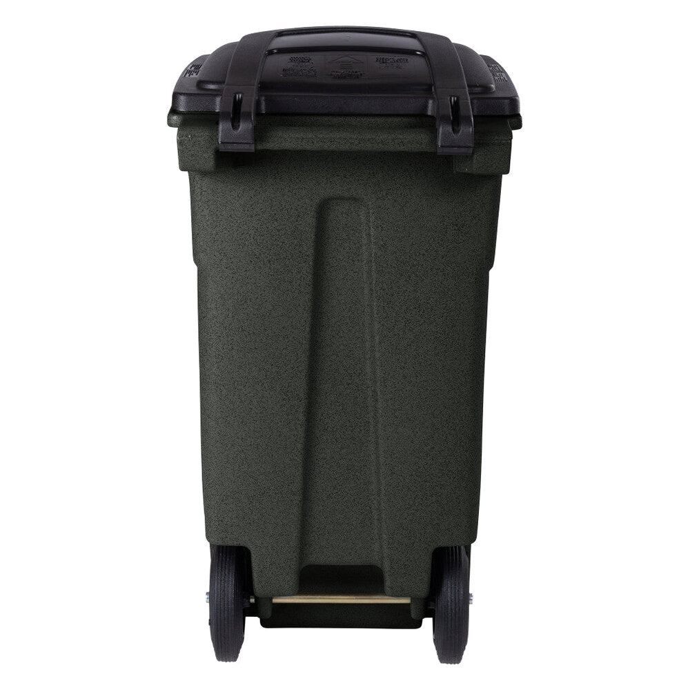 Toter 32 Gallon Greenstone Trash Can with Quiet Wheels &amp; Attached Lid - Durable Indoor/Outdoor Waste &amp; Recycling Container