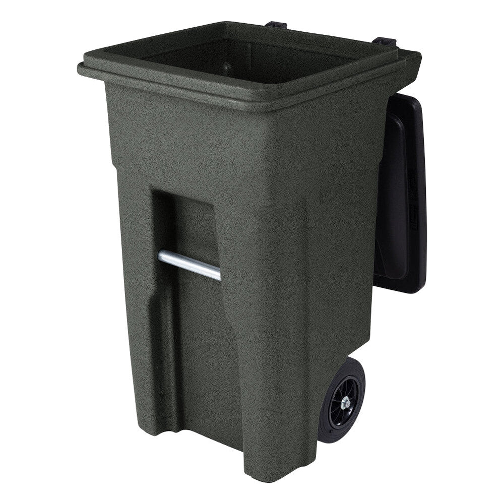 Toter 32 Gallon Greenstone Trash Can with Quiet Wheels &amp; Attached Lid - Durable Indoor/Outdoor Waste &amp; Recycling Container