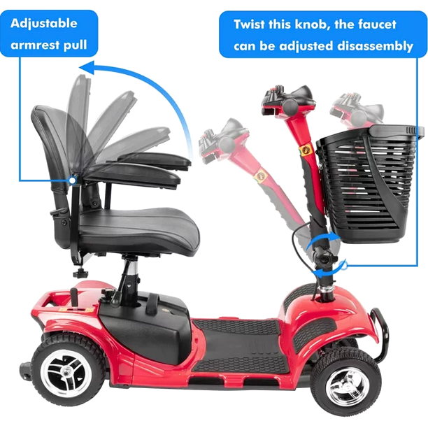 UltraLite Model A898 4-Wheel Mobility Scooter, Portable &amp; Lightweight, 14-Mile Range