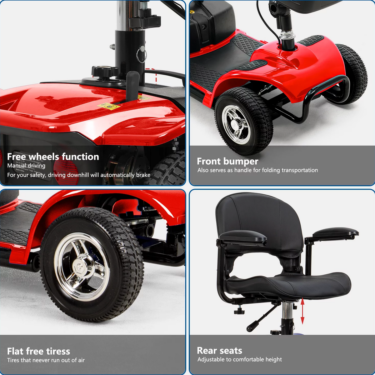 UltraLite Model A898 4-Wheel Mobility Scooter, Portable &amp; Lightweight, 14-Mile Range