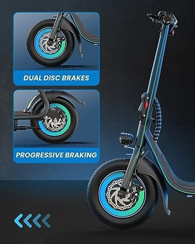 URBANMAX C1 Electric Scooter with Seat, 450W Motor, 22 Mile Range, 12" Tires, Foldable, Black, Adult
