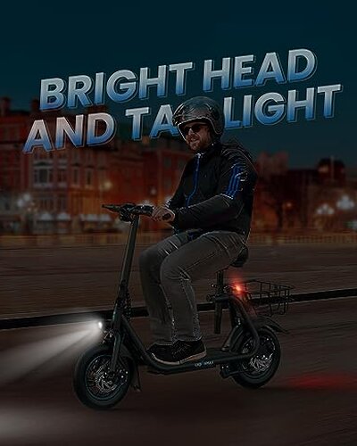 URBANMAX C1 Electric Scooter with Seat, 450W Motor, 22 Mile Range, 12" Tires, Foldable, Black, Adult