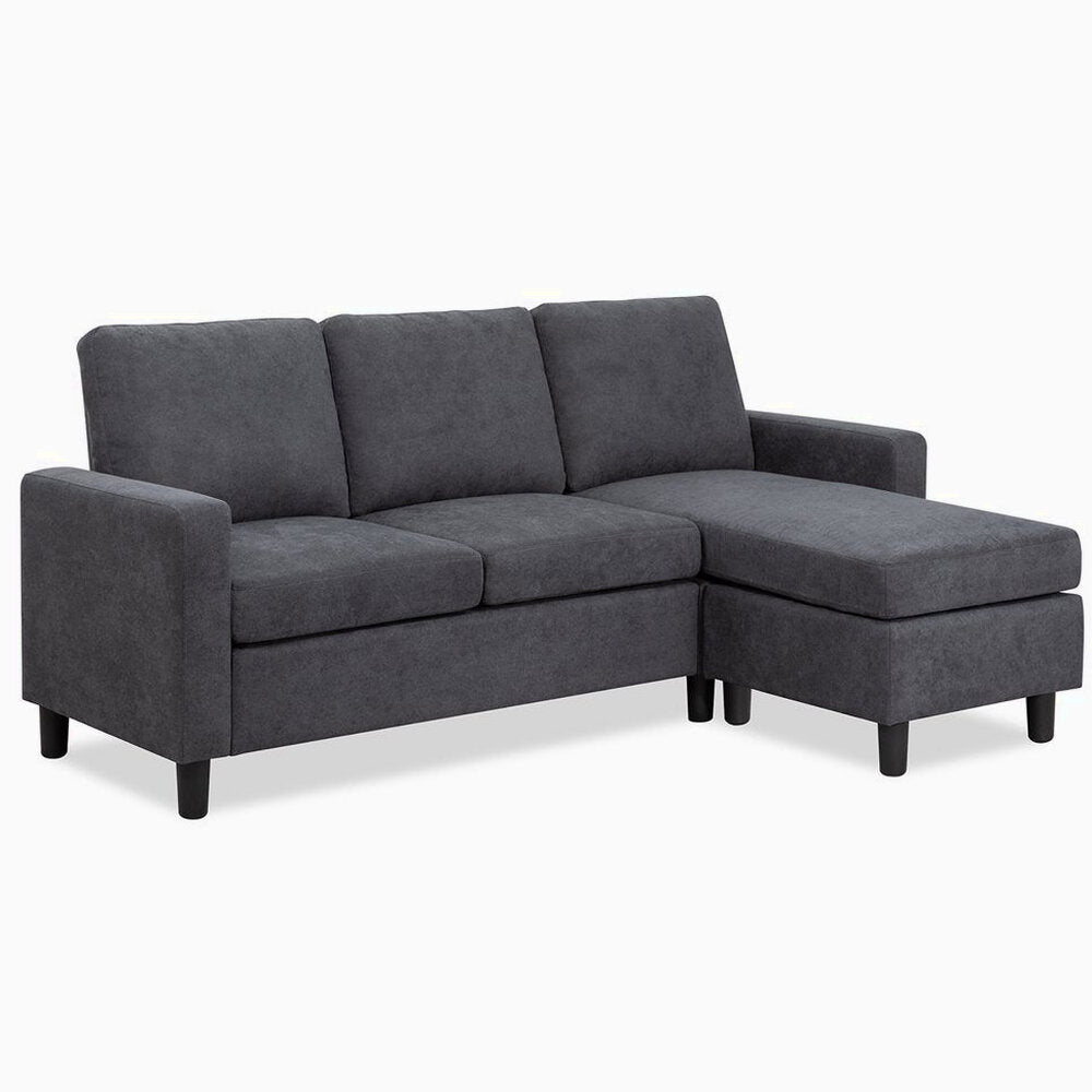 Walsunny Convertible Sectional Sofa, L-Shaped Linen Couch with Reversible Ottoman for Small Spaces