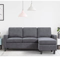 Walsunny Convertible Sectional Sofa, L-Shaped Linen Couch with Reversible Ottoman for Small Spaces
