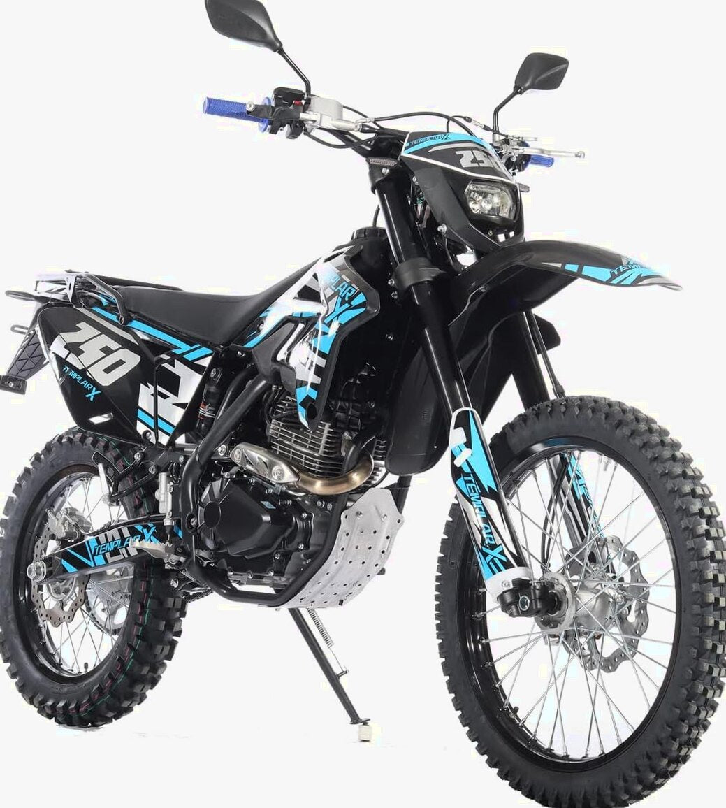 X-PRO Templar X 250cc Dirt Bike, Zongshen Engine, 6-Speed Manual, Adjustable Forks, LED Lights, Alloy Wheels