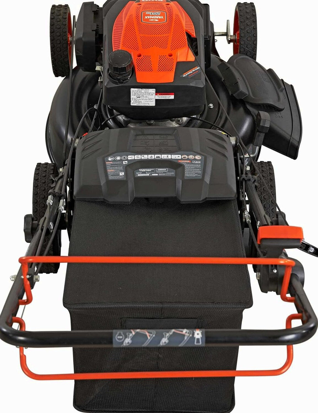 YARDMAX 22" Gas Self-Propelled Lawn Mower, 201cc, 6-Speed CVT, High Wheel RWD, 3-in-1, Black