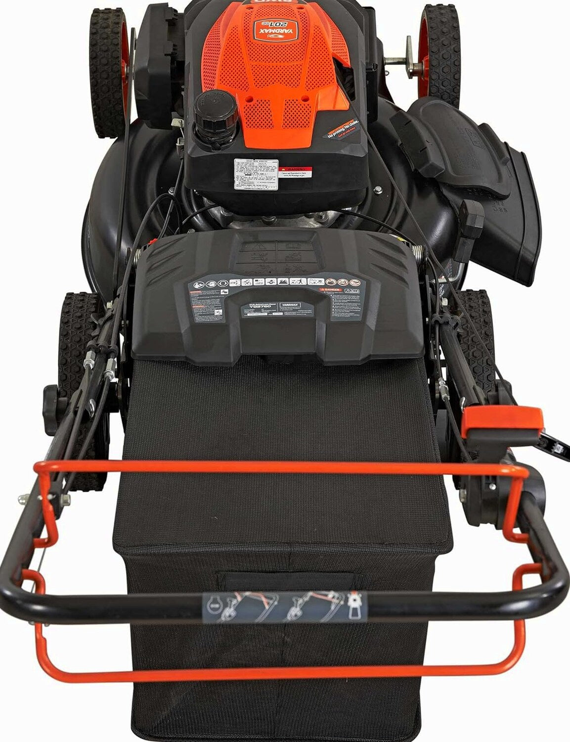YARDMAX 22" Gas Self-Propelled Lawn Mower, 201cc, 6-Speed CVT, High Wheel RWD, 3-in-1, Black