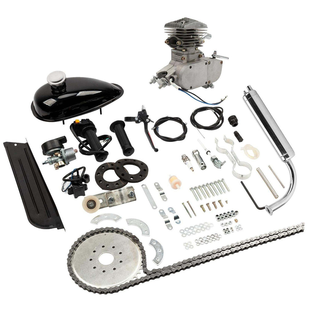 Zimtown 80cc 2-Stroke Engine Bike Motor Kit for 26" Bicycles, Silver White