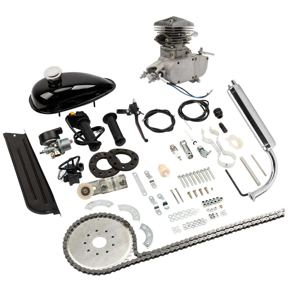 Zimtown 80cc 2-Stroke Engine Bike Motor Kit for 26" Bicycles, Silver White