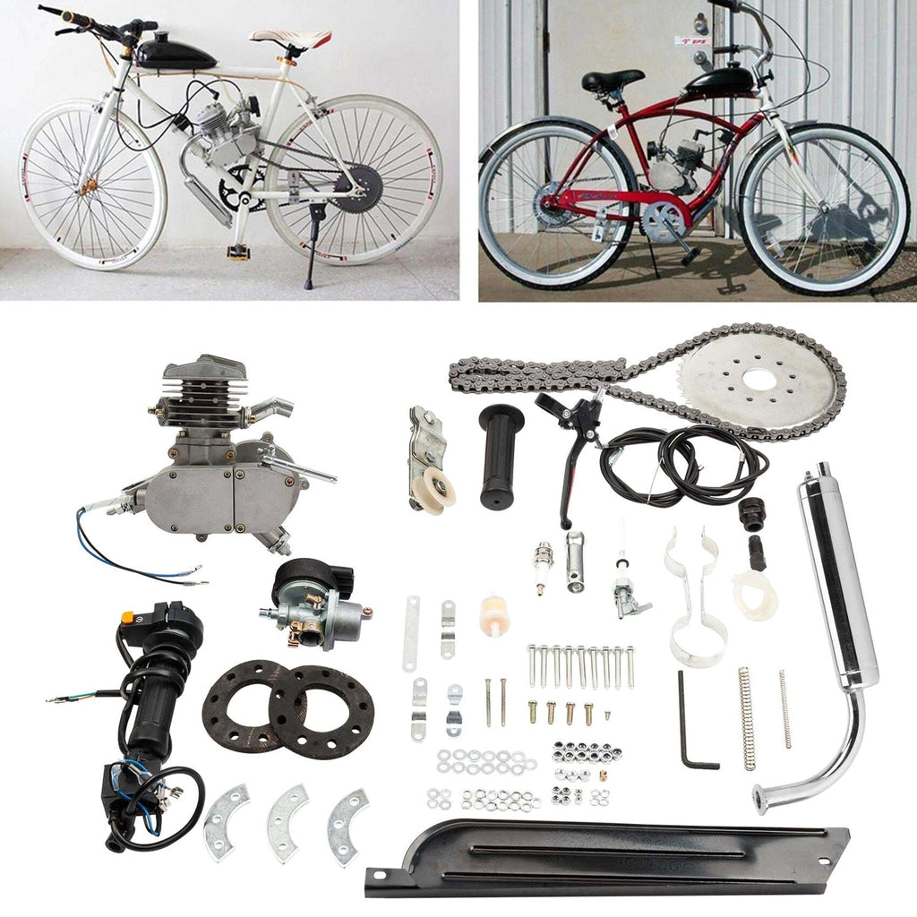 Zimtown 80cc 2-Stroke Engine Bike Motor Kit for 26" Bicycles, Silver White